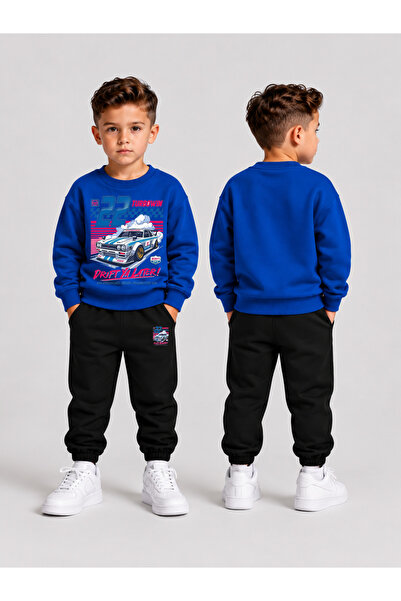 LORVEX Boys' Crew Neck Sweatshirt Tracksuit Set 2-Piece Printed Top and Botto...