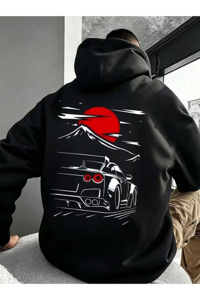 one button Unisex Φούτερ με κουκούλα με στάμπα με λεπτομέρειες αυτοκινήτου κα...