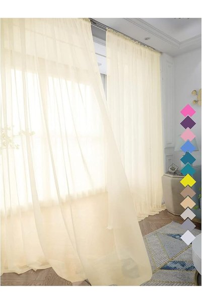 GENERAL L&TEC Window White Sheer Curtains 84 Inches Long 2 Panels Clear Curta...