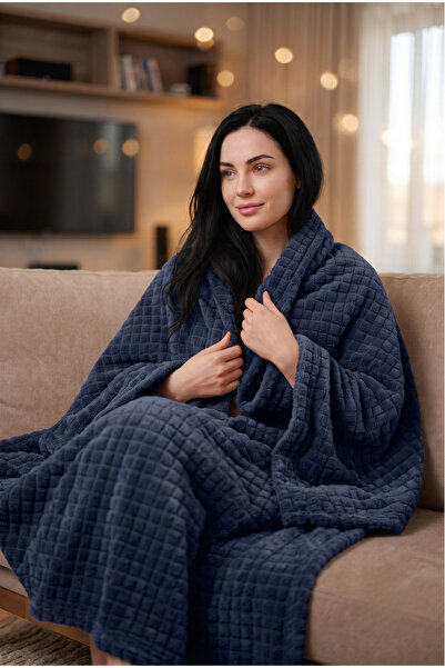 Otelonia Supersoft Wellsoft TV Battaniyesi Pötikare 100x170cm - Navy Blue Lac...