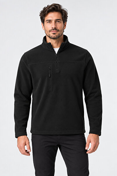 Beyome Unisex Polar Sweatshirt Yarım Fermuarlı Dik Yaka Fermuarlı Cepli Kışlı...