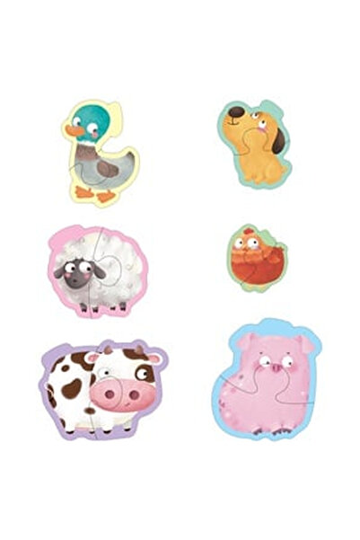 OEM Puzzle cu 6 Animale de la Ferma pentru Bebelusi (12 piese)