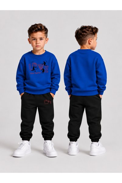 LORVEX Boys' Crew Neck Sweatshirt Tracksuit Set 2-Piece Printed Top and Botto...