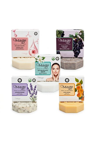 Mage Cosmetics مجموعة صابون طبيعي صلب مكونة من 5 قطع - كولاجين، تبييض البشرة،...