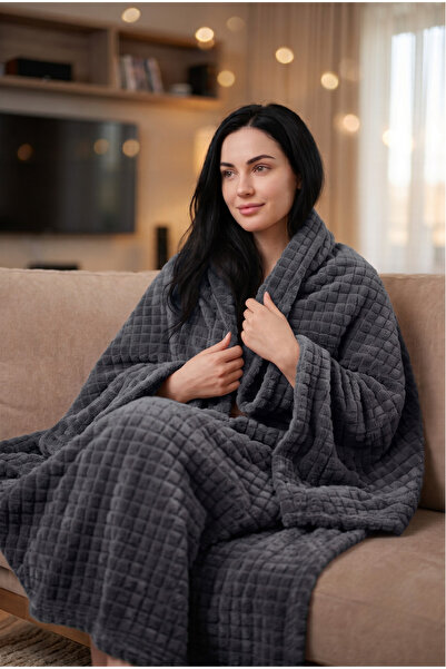 Otelonia Supersoft Wellsoft TV Battaniyesi Pötikare 100x170cm - Antrasit