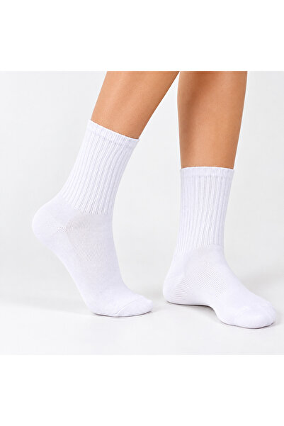 LC Waikiki 3 Çift Unisex Pamuk Beyaz Tenis Kolej Çorap Koku Yapmaz Terletmez