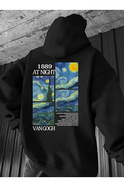 one button Unisex muška/ženska 1889 Van Gogh printana premium majica sa kapul...