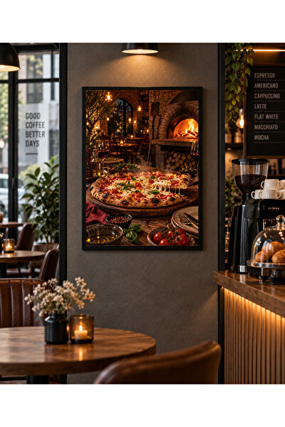 Miutic Print Studio Tablou decorativ „Pizza Night”, Tablou premium cu pizza a...