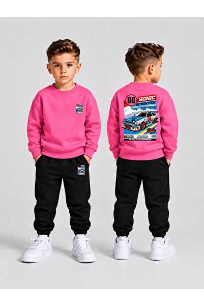 LORVEX Boys' Crew Neck Sweatshirt Tracksuit Set 2-Piece Printed Top and Botto...