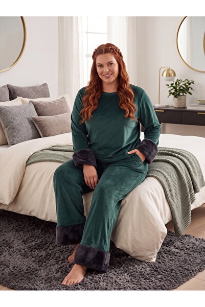 Lohussa New Season Women's Velvet Crew Neck Plush Detailed Design Long Sleeve...