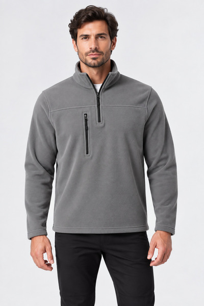 Beyome Unisex Polar Sweatshirt Yarım Fermuarlı Dik Yaka Fermuarlı Kışlık Polar