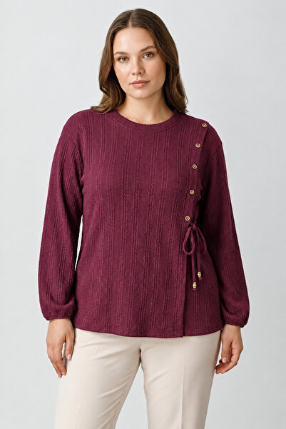 Ravencia Winter Hair Knitwear Buttoned Soft Blouse