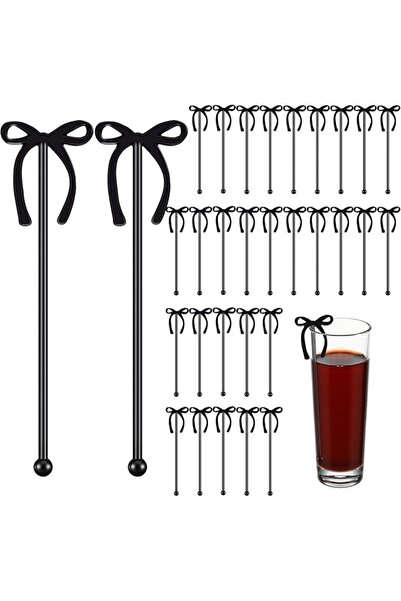 Yelajoy 30 PCS Bow Drink Stirrers, Reusable Swizzle Sticks for Coffee Tea, El...