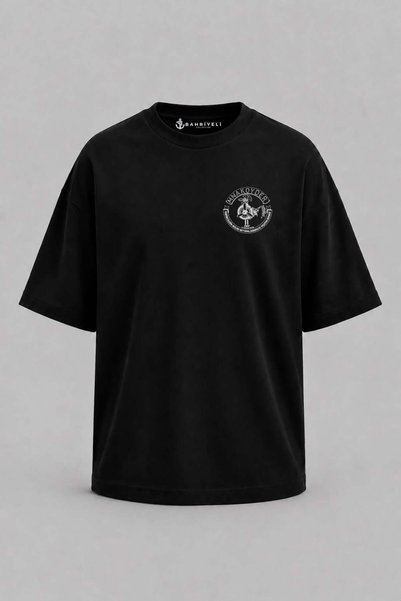 Bahriyeli Collection Oversize Mnakoyder Pocket and Back Printed Unisex T-Shirt
