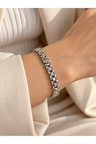 ACAR TAKI Xuping Silver Color Round Crystal Cord Bracelet 18cm Acr9720