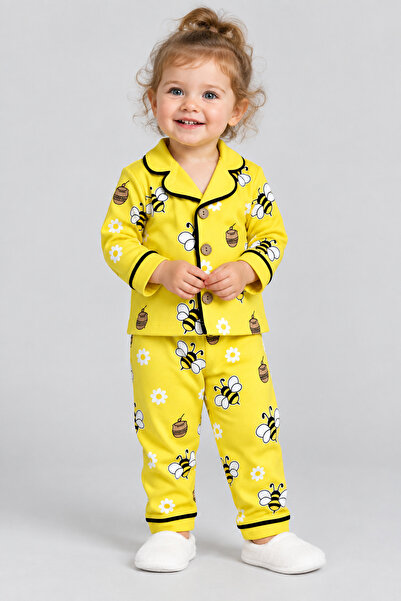 caddekids 100% Cotton Bee Patterned Baby Pajama Set Girls' Long Sleeve Top an...