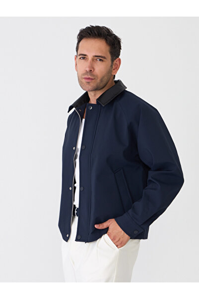 MARDA Leather Collar Double Pocket Seasonal Jacket