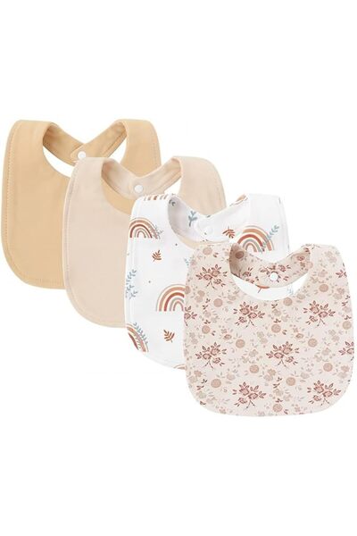 GENERAL Baby Bibs 4 Pack - Gentle 100% Cotton Adjustable Bibs: Absorbent for ...