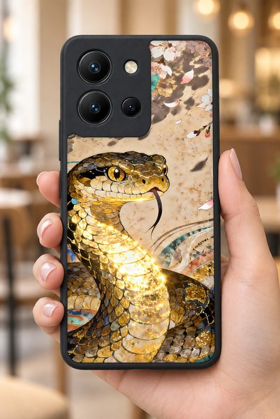 BGAKSESUAR حافظة مقاومة للصدمات متوافقة مع Vivo Y36 بنمط ثعبان وحماية للكاميرا