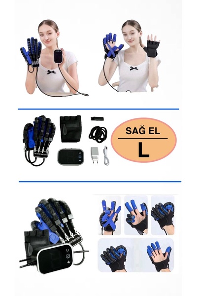 Sağ El L Beden - El Egzersiz Rehabilitasyon Destek Robotu | Fizik Tedavi Destekli Akıllı Eldiven - Robot Eldiven