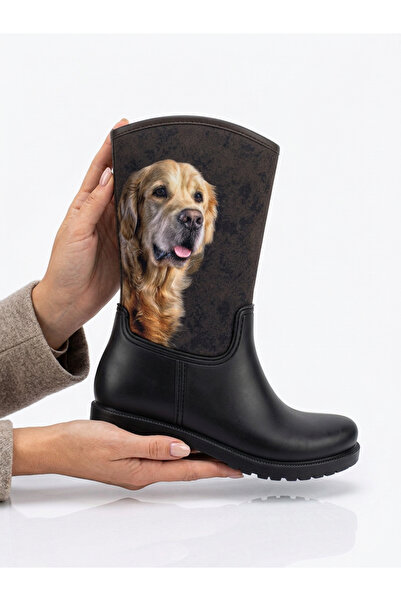 Sea&Blue Dog Print Waterproof Short Women's Rain Boots