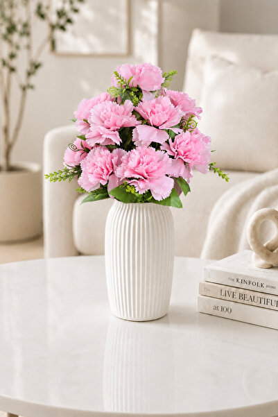 MD Aspiz Flowers Yapay Çiçek 12li Lüx pembe karanfil Demeti 45 cm ( Saksısız ...