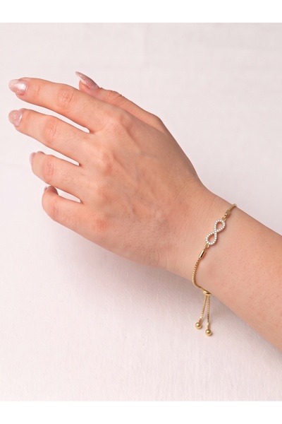 xRanya Infinity Figured Zircon Stone Gold Color Plated Adjustable Elevator Br...