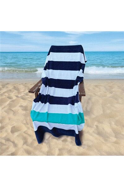 Olima Prosop de plajă velur „Nautical Stripe”, 100% bumbac, 320 g/m², - OLV4040