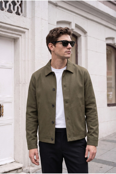 BASEL.CO Sporty Stylish Oversize Comfortable Fabric Buttoned Seasonal Jacket