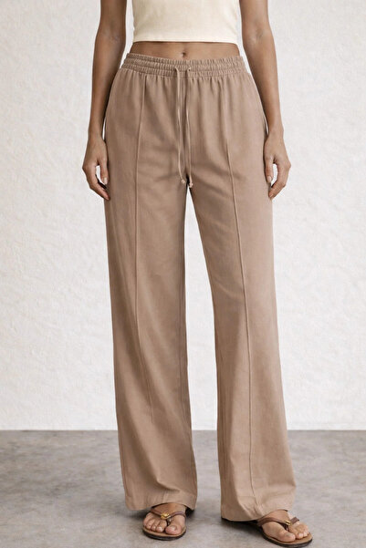 Moodel Trousers with Waist Tie and Stitched Front
