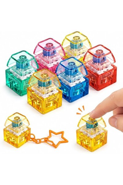 KASTWAVE Keyboard Fidget Toy, Keyboard Fidget Keychain 9-in-1 Keyboard Decomp...