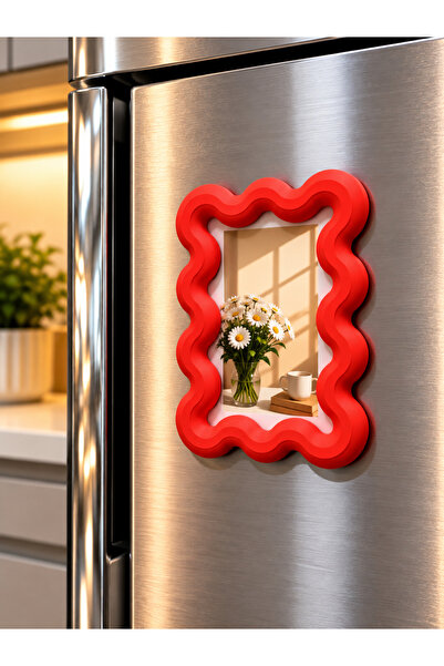 Fotoğraf Magnet Çerçeve – Buzdolabı Magneti Dekoratif Dalgalı Fotoğraf Çerçevesi 4’lü Set