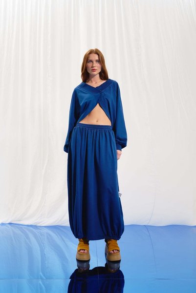 #vdr viadellerose Blue Buttoned Sweatshirt 17150