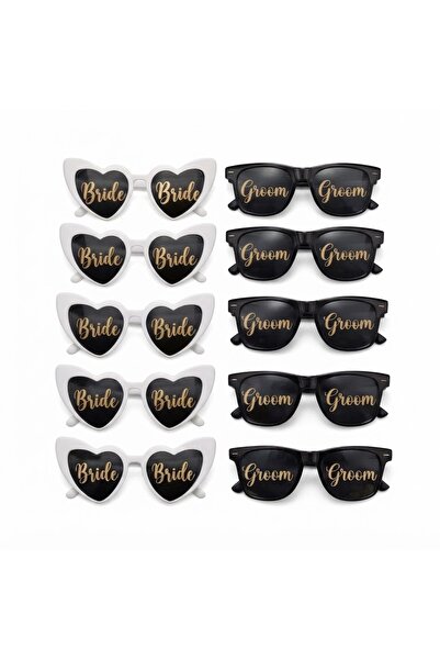 GOLDCENTER KALPLİ GELİN DAMAT NEDİME GÜNEŞ GÖZLÜĞÜ BRİDE | GROOM 10'LU SET DÜ...