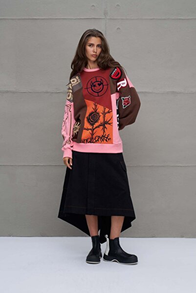 #vdr viadellerose Multicolor Printed Oversize Sweatshirt 18219