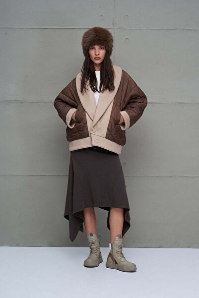 #vdr viadellerose Beige Brown Double-Sided Oversize Jacket 18186
