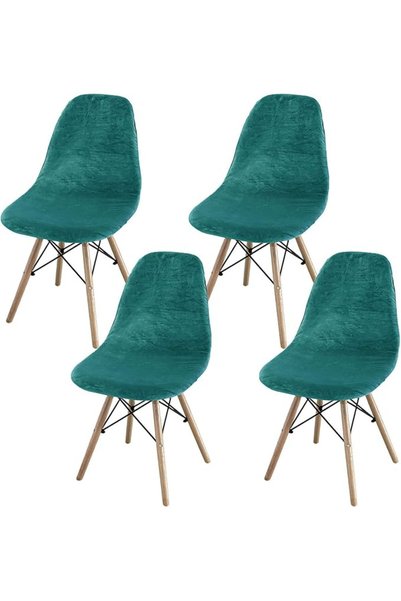 GENERAL Dolejia Shell Shape Velvet Chair Cover, Soft Stretch Reusable Dining ...