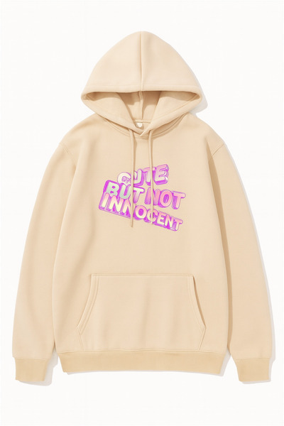 JANTIL MODA Unisex Oversize Φούτερ με κουκούλα και στάμπα, με 3 κλωστές, τσέπ...