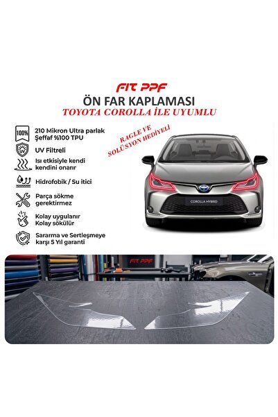 COROLLA SEDAN İle Uyumlu Hazır Kesim Ön Far Kaplama, 210 Mikron PPF TPU, Şeffaf Boya Koruma Filmi