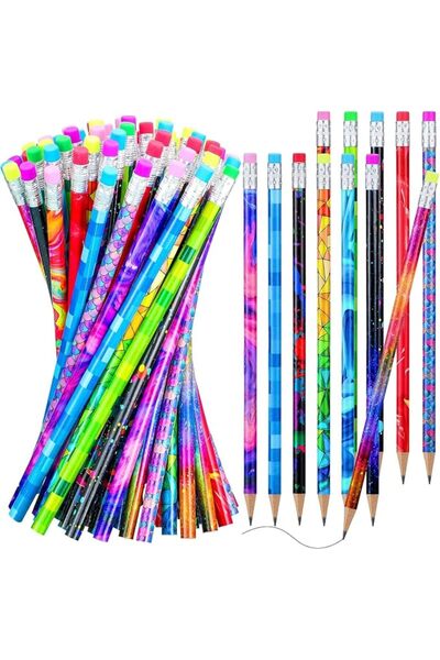 KASTWAVE Wooden Pencils with Erasers for Kids, Colorful Fun Assortment Pencil...