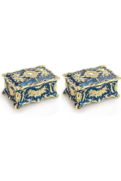 Hipiwe Vintage Jewelry Box, Small Enameled Trinket Box Organizer Rectangular ...