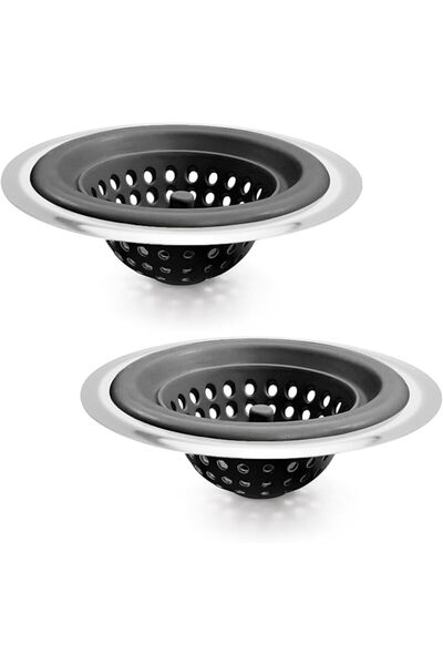 TERRIFI Sink Strainer, Stainless Steel Reinforced Basket Drain Cover 2 Pcs, K...