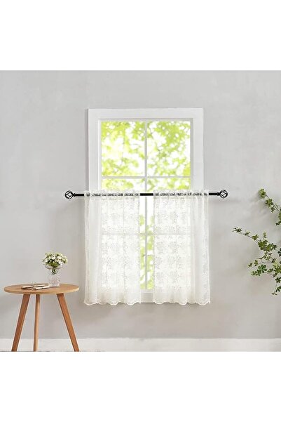 Yelajoy 2 Panels Lace Sheer Curtains, Floral Small Window Drapes, Farmhouse C...