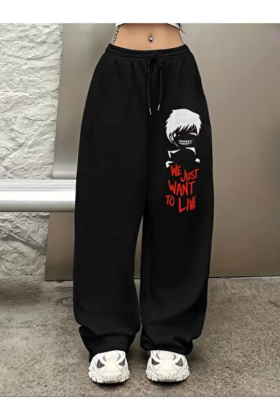 classy moda Unisex Graphic Printed 3 Thread Ribbed Wide Leg Sweatpants