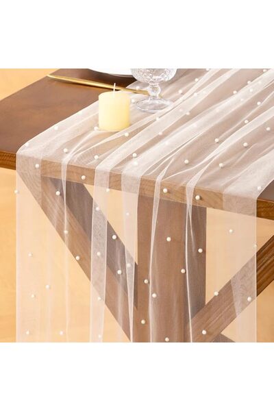 GENERAL Elegant Pearl Gauze Table Runner, Soft Sheer Tulle for Wedding Party ...