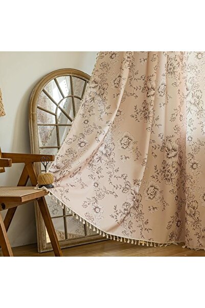 GENERAL ستائر بوهو جاكار من ENJOYBRIDAL بطول 63 بوصة، لوحتين، ستائر زرقاء بنق...