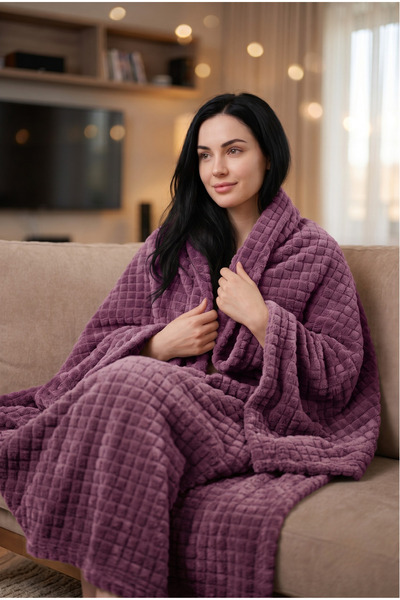 Otelonia Supersoft Wellsoft TV Battaniyesi Pötikare 100x170cm - Mürdüm