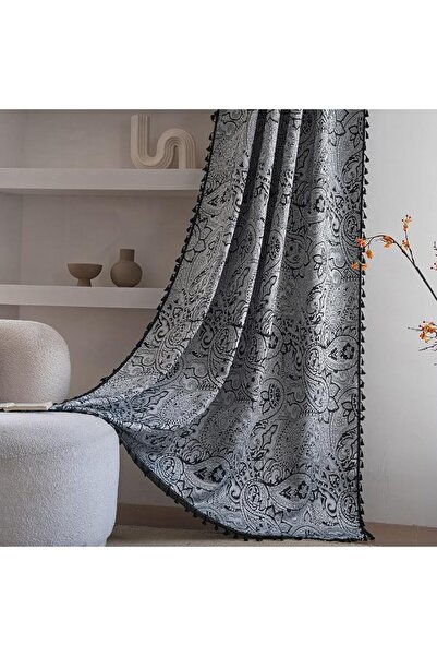 GENERAL ستائر بوهو جاكار من ENJOYBRIDAL بطول 63 بوصة، لوحتين، ستائر زرقاء بنق...