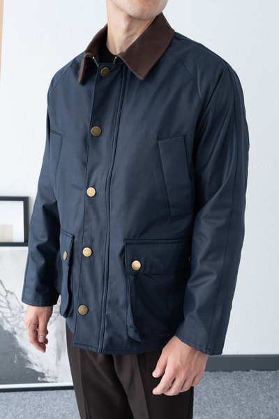 MATTİMODA Erkek Velvet Yaka Çıt Çıt Detay Oversize Lacivert Ceket