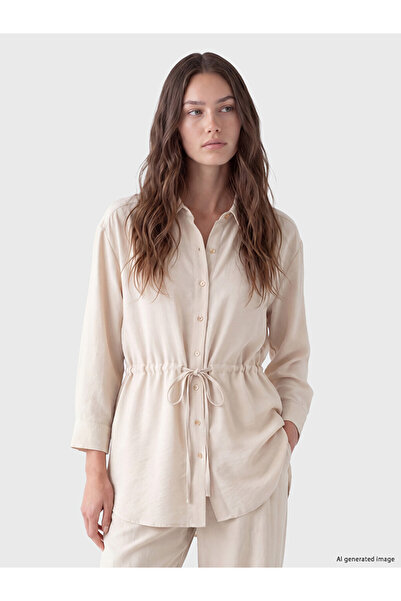 LC Waikiki Vizyon New Season Beige Lace-Up Women's Shirt Tunic